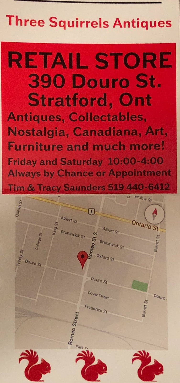 Three Squirrels Antiques | 390 Douro St, Stratford, ON N5A 3S8, Canada | Phone: (519) 440-6412