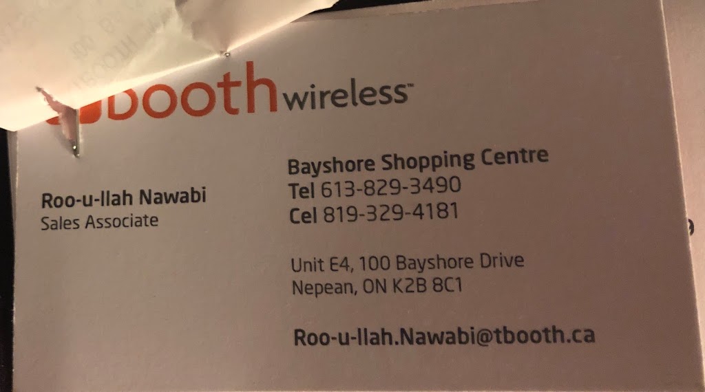 Tbooth wireless | Shopping Centre, 100 Bayshore Dr Kiosk E4, Nepean, ON K2B 8C1, Canada | Phone: (613) 829-3490