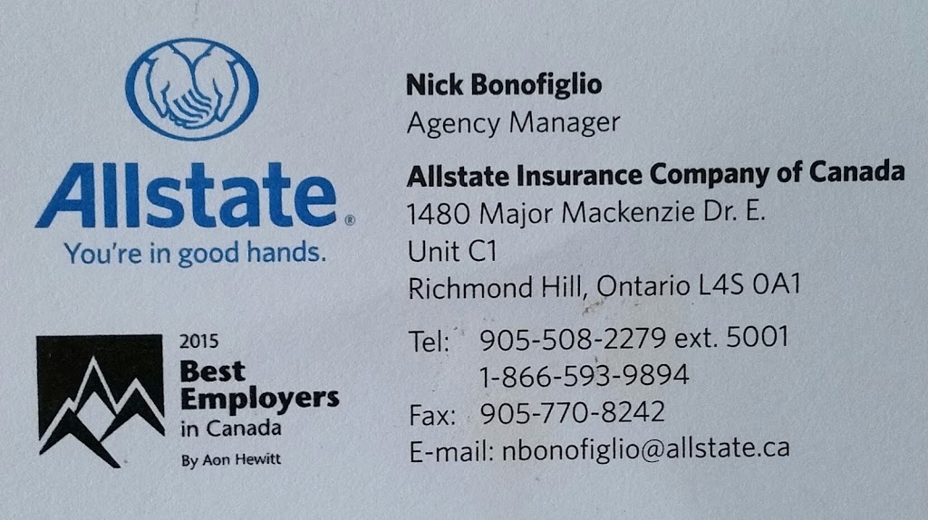 Allstate Insurance: Richmond Hill Agency | 1480 Major Mackenzie Dr E Unit C1, Richmond Hill, ON L4S 0A1, Canada | Phone: (289) 809-2596