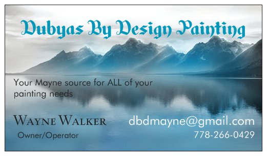 Dubyas by Design Painting | 191 Spinnaker Dr, Mayne Island, BC V0N 2J2, Canada | Phone: (778) 266-0429