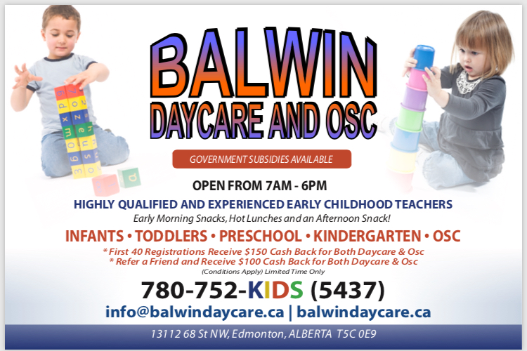 Balwin Day Care Ctr | 13112 68 St NW, Edmonton, AB T5C 0E9, Canada | Phone: (780) 478-3839