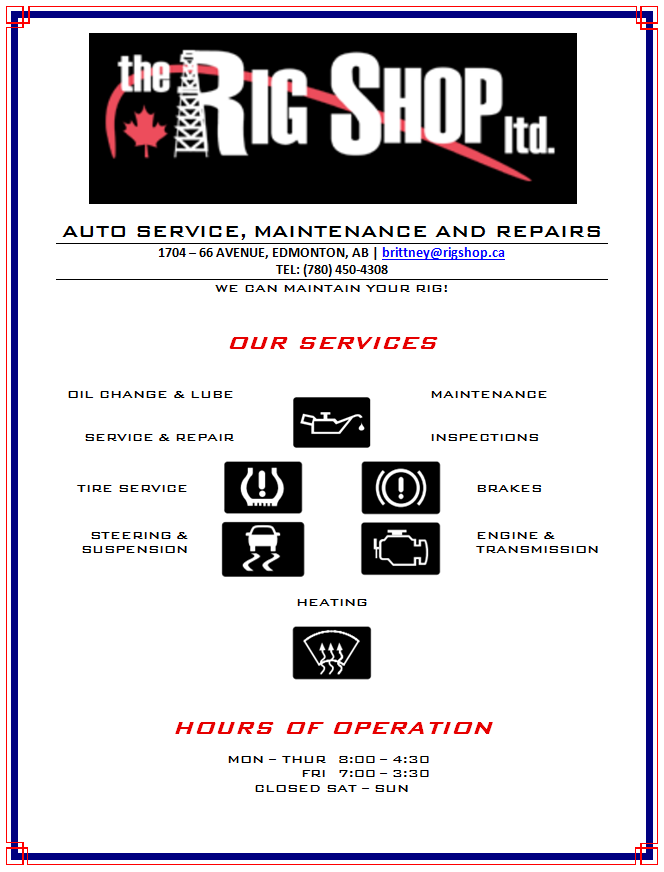 The Rig Shop Limited | 1704 66 Ave NW, Edmonton, AB T6P 1M4, Canada | Phone: (780) 440-4202