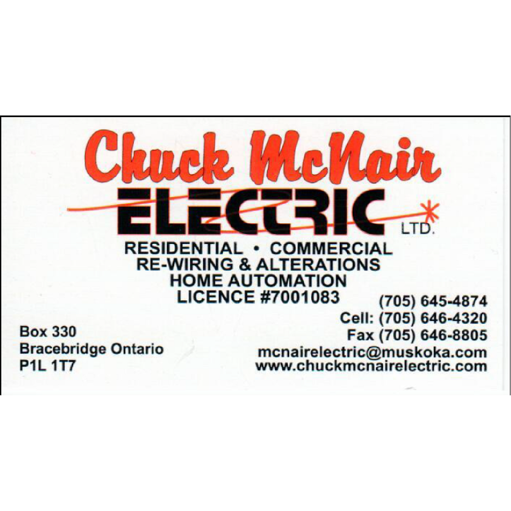 Chuck McNair Electric Ltd | 2094 Muskoka District Road 118 West, Bracebridge, ON P1L 1W8, Canada | Phone: (705) 645-4874