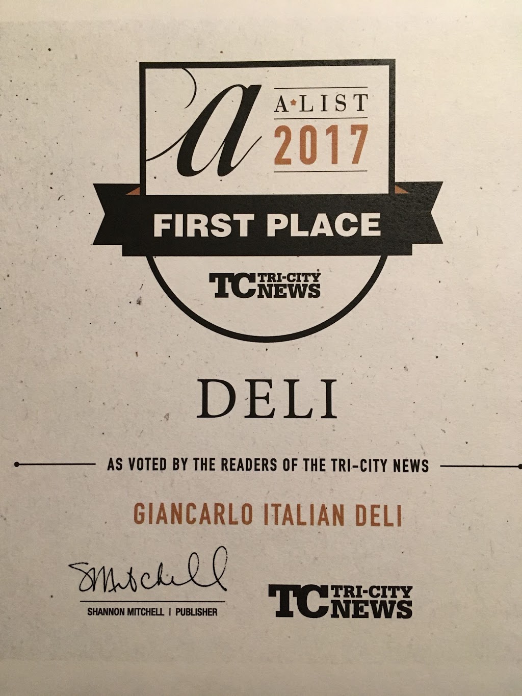 Giancarlo Italian Deli | 1115 Austin Ave, Coquitlam, BC V3K 3P4, Canada | Phone: (604) 931-0556