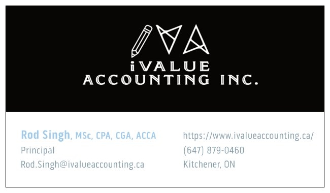 iValue Accounting Inc. | 19 Cotton Grass St, Kitchener, ON N2E 3T7, Canada | Phone: (647) 879-0460
