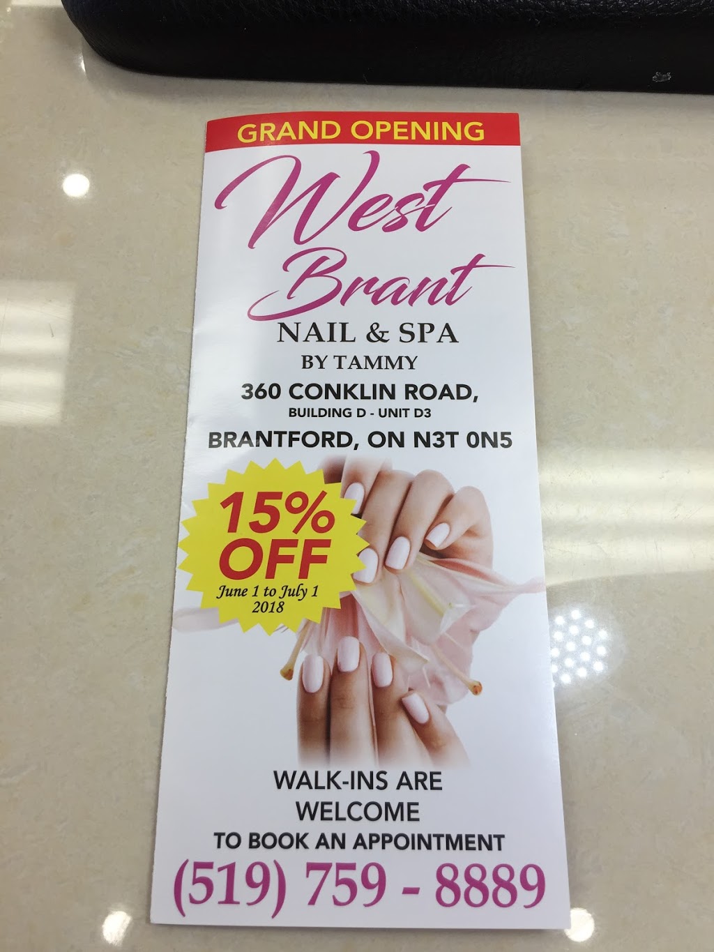 West Brant nails & spa | 360 Conklin Rd building d unit d3, Brantford, ON N3T 0N5, Canada | Phone: (519) 759-8889