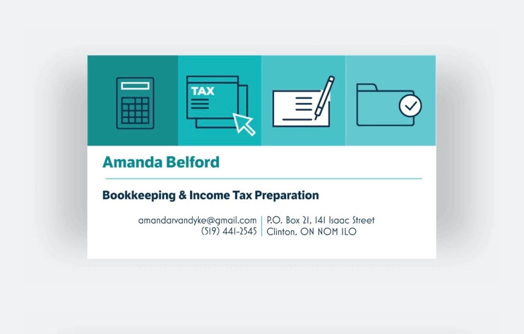 Amanda Belford Bookkeeping & Income Tax Preparation | 141 Isaac St, Clinton, ON N0M 1L0, Canada | Phone: (519) 441-2545