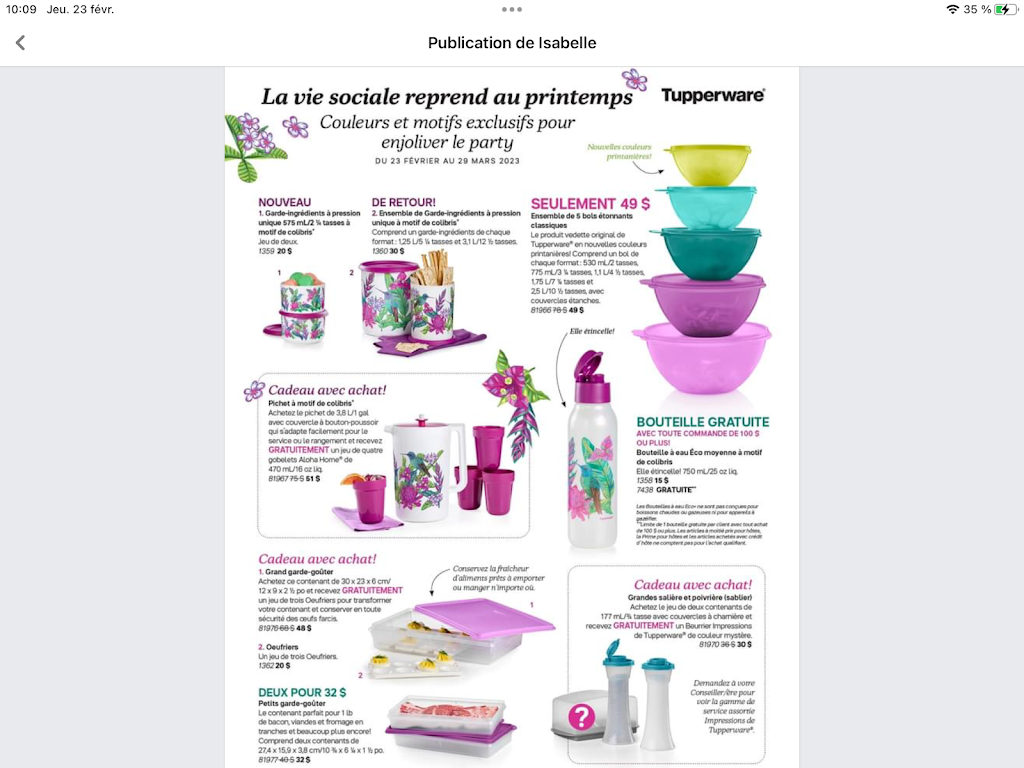 Manon Savaria Tupperware www.mytupperware.ça | 1057 Rue Guindon, Prévost, QC J0R 1T0, Canada | Phone: (450) 224-2110