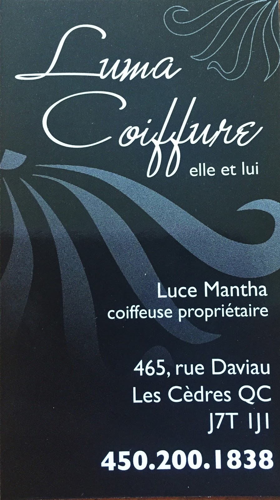 Luma Coiffure | 465 Rue Daviau, Les Cèdres, QC J7T 1J1, Canada | Phone: (450) 200-1838