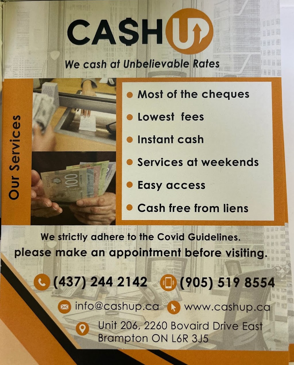 Cash Up | 2260 Bovaird Dr E UNIT 206, Brampton, ON L6R 3J5, Canada | Phone: (437) 244-2142