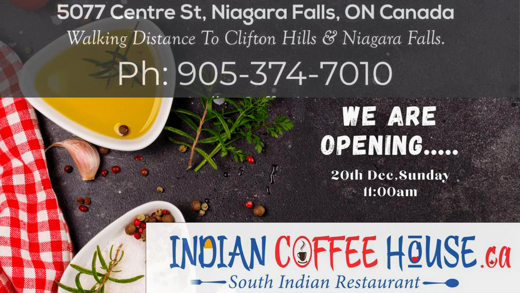 Indian Coffee House, Kerala food,South Indian Restaurant | 5077 Centre St, Niagara Falls, ON L2G 3N8, Canada | Phone: (905) 374-7010