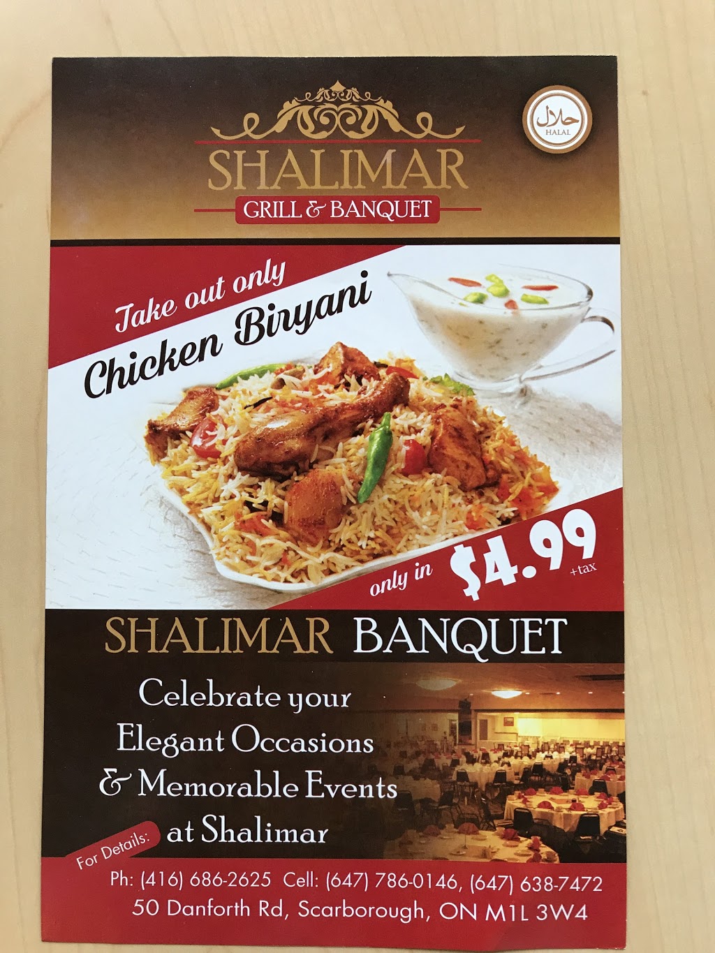 Shalimar Grill and Banquet | 50 Danforth Rd, Scarborough, ON M1L 3W4, Canada | Phone: (416) 686-2625