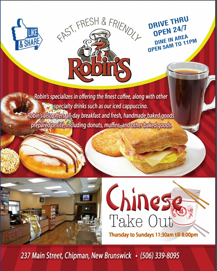 Robins Donuts | 237 Main St, Chipman, NB E4A 2H2, Canada | Phone: (506) 339-8095