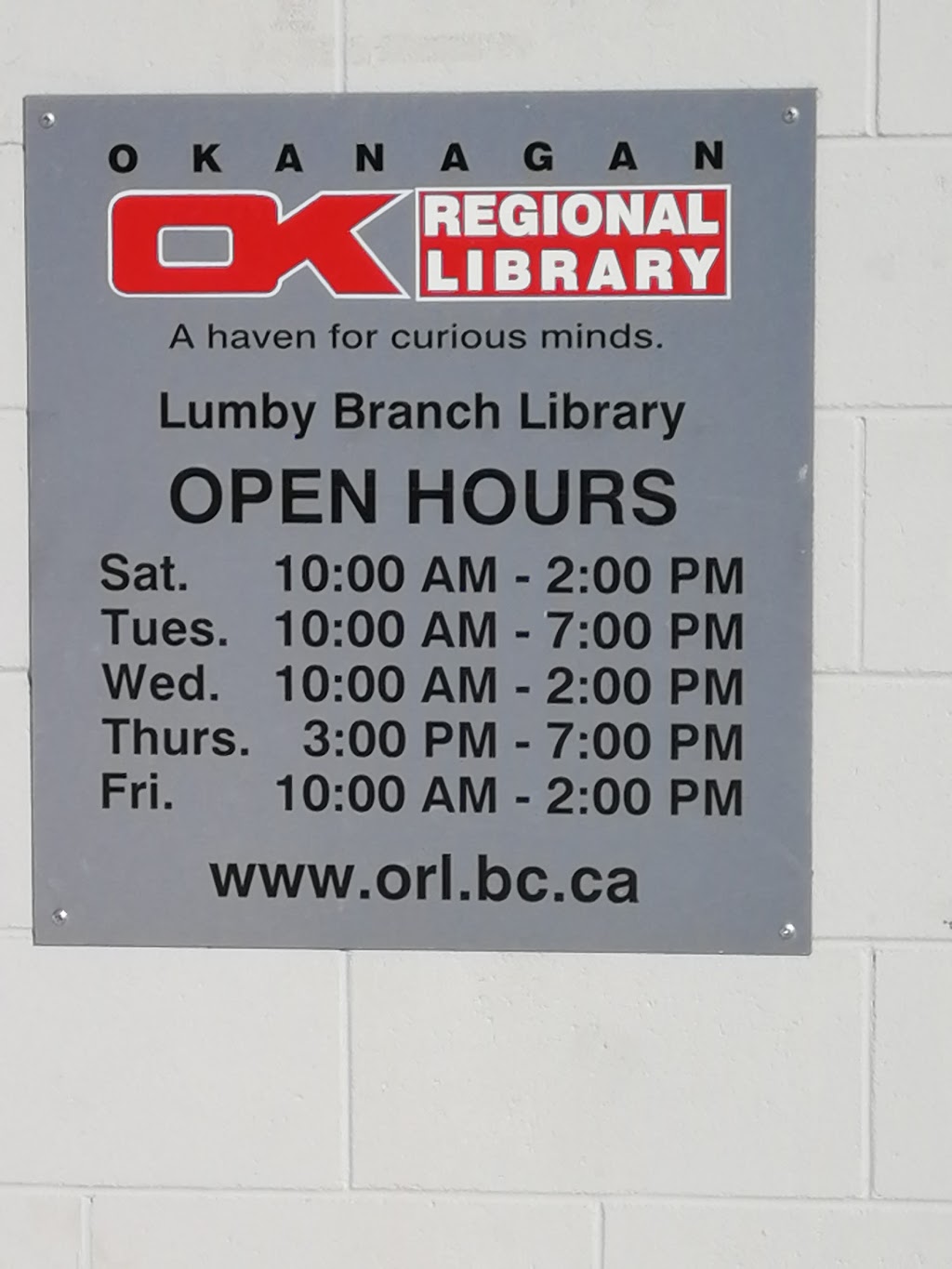 Lumby Library | ORL Branch | 2250 Shields Ave, Lumby, BC V0E 2G0, Canada | Phone: (250) 547-9528