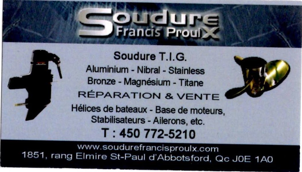 Soudure Francis Proulx | 81 Rue Principale, Sainte-Cécile-de-Milton, QC J0E 2C0, Canada | Phone: (450) 772-5210