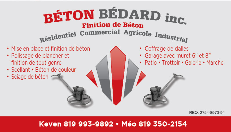 Béton Bédard Inc | 150 Chem. du Lac, Danville, QC J0A 1A0, Canada | Phone: (819) 993-9892