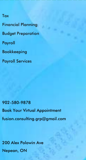 Fusion consulting group | 200 Alex Polowin Ave, Ottawa, ON K2J 6E8, Canada | Phone: (902) 580-9878