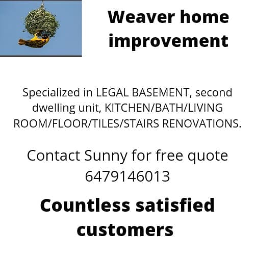 Weaver home improvement legal basement contractor brampton | Nightjar Dr, Brampton, ON L7A 5A1, Canada | Phone: (647) 914-6013