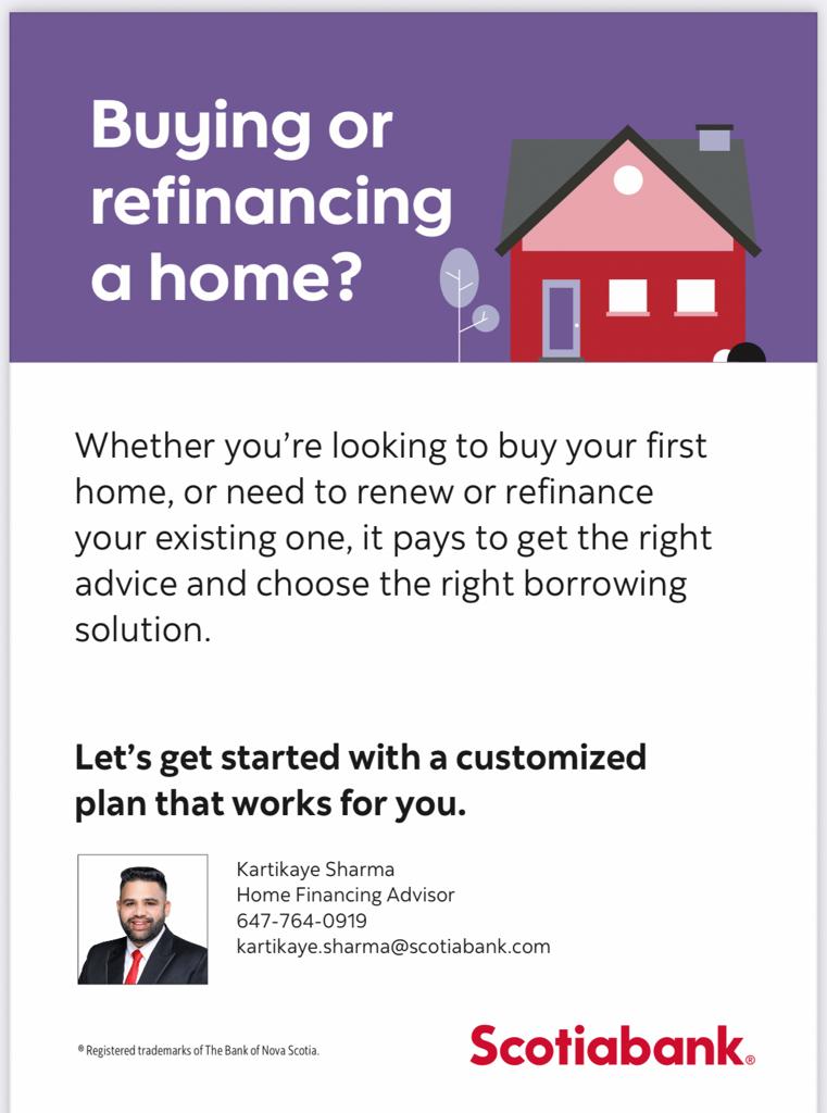 Kartik Sharma Scotiabank Mortgage Specialist | 3 Mullis Crescent, Brampton, ON L6Y 4T3, Canada | Phone: (647) 764-0919