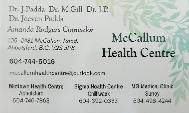 McCallum Health Centre | 2481 McCallum Rd #105, Abbotsford, BC V2S 3P8, Canada | Phone: (604) 744-5016