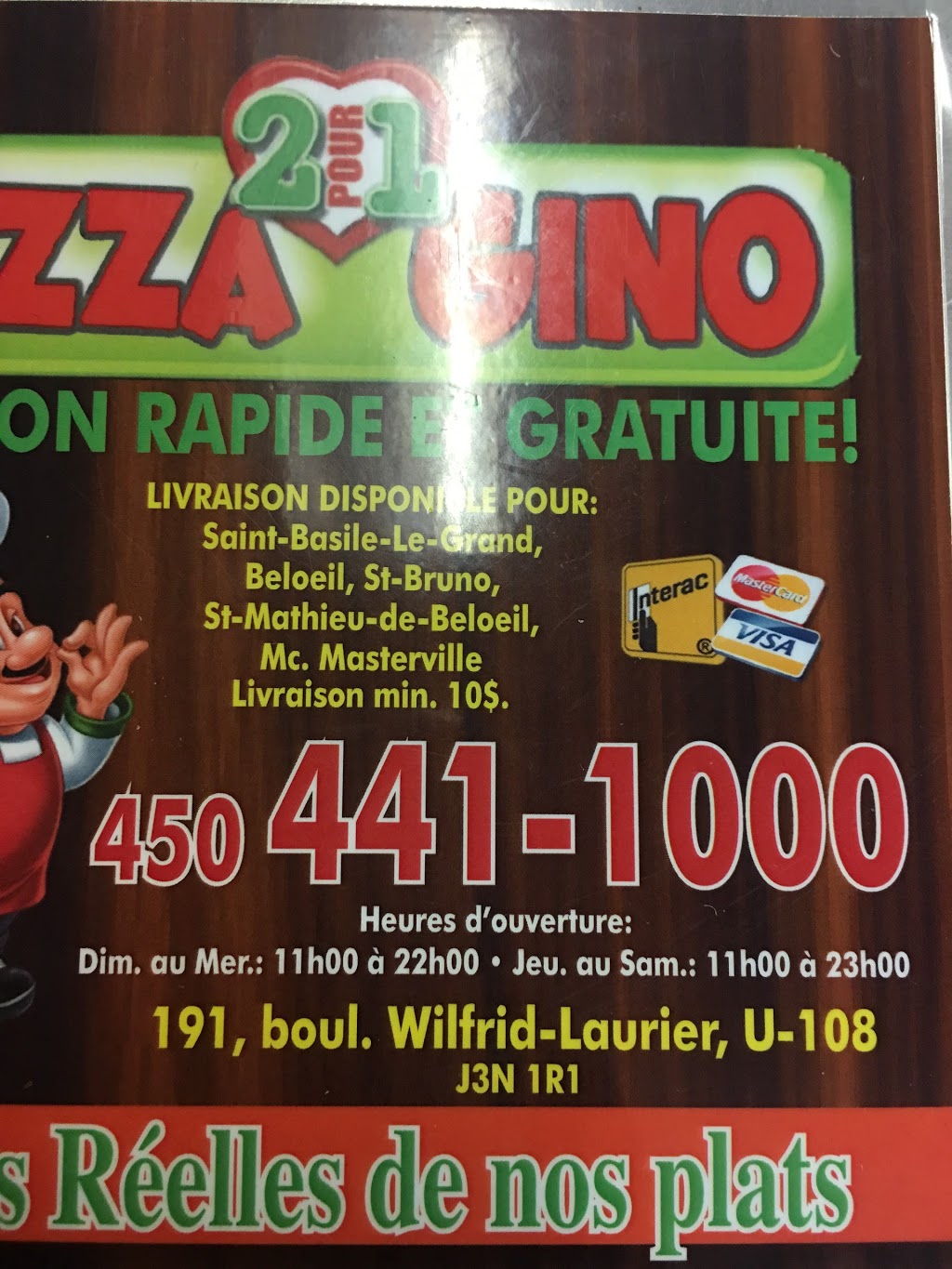 Pizza Gino 2 pour 1 | Saint-Basile-le-Grand, QC J3N 1R1, Canada | Phone: (450) 441-1000