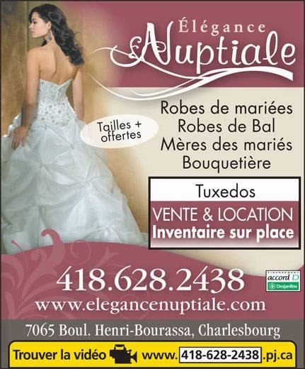 Élégance Nuptiale | 7065 Boulevard Henri-Bourassa, Québec, QC G1H 3E2, Canada | Phone: (418) 628-2438