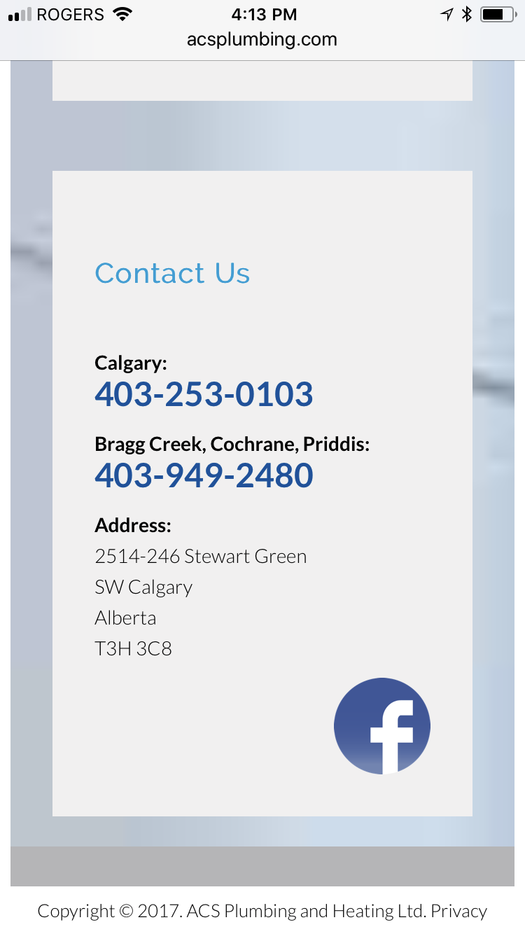 A C S Plumbing & Heating Ltd | 2514-246 Stewart Green SW, Calgary, AB T3H 3C8, Canada | Phone: (403) 253-0103