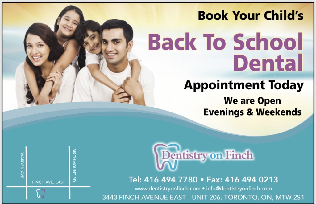 Dentistry on Finch | 3443 Finch Ave E Suite 206, Scarborough, ON M1W 2S1, Canada | Phone: (416) 494-7780