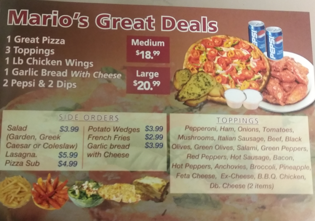 Marios 2 For 1 Pizza & Wings | 659 Colborne St E, Brantford, ON N3S 3M8, Canada | Phone: (519) 751-1010