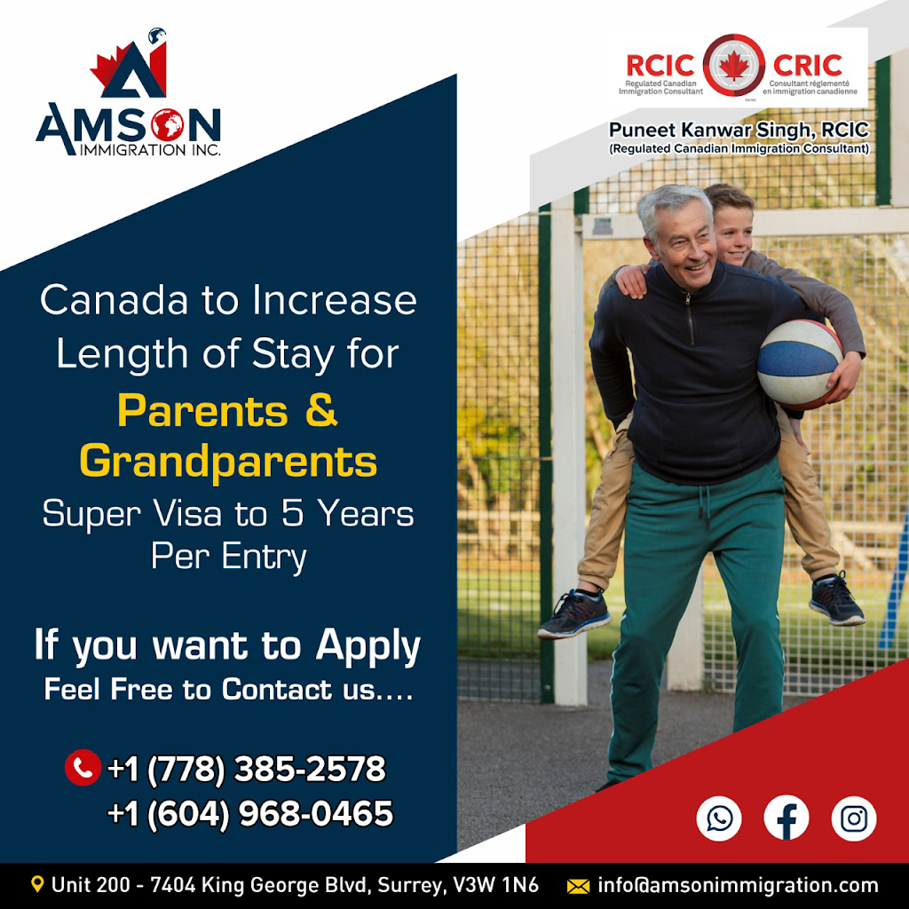 Amson Immigration Inc. | 7404 King George Blvd Suite 200, Surrey, BC V3W 1N6, Canada | Phone: (604) 968-0465