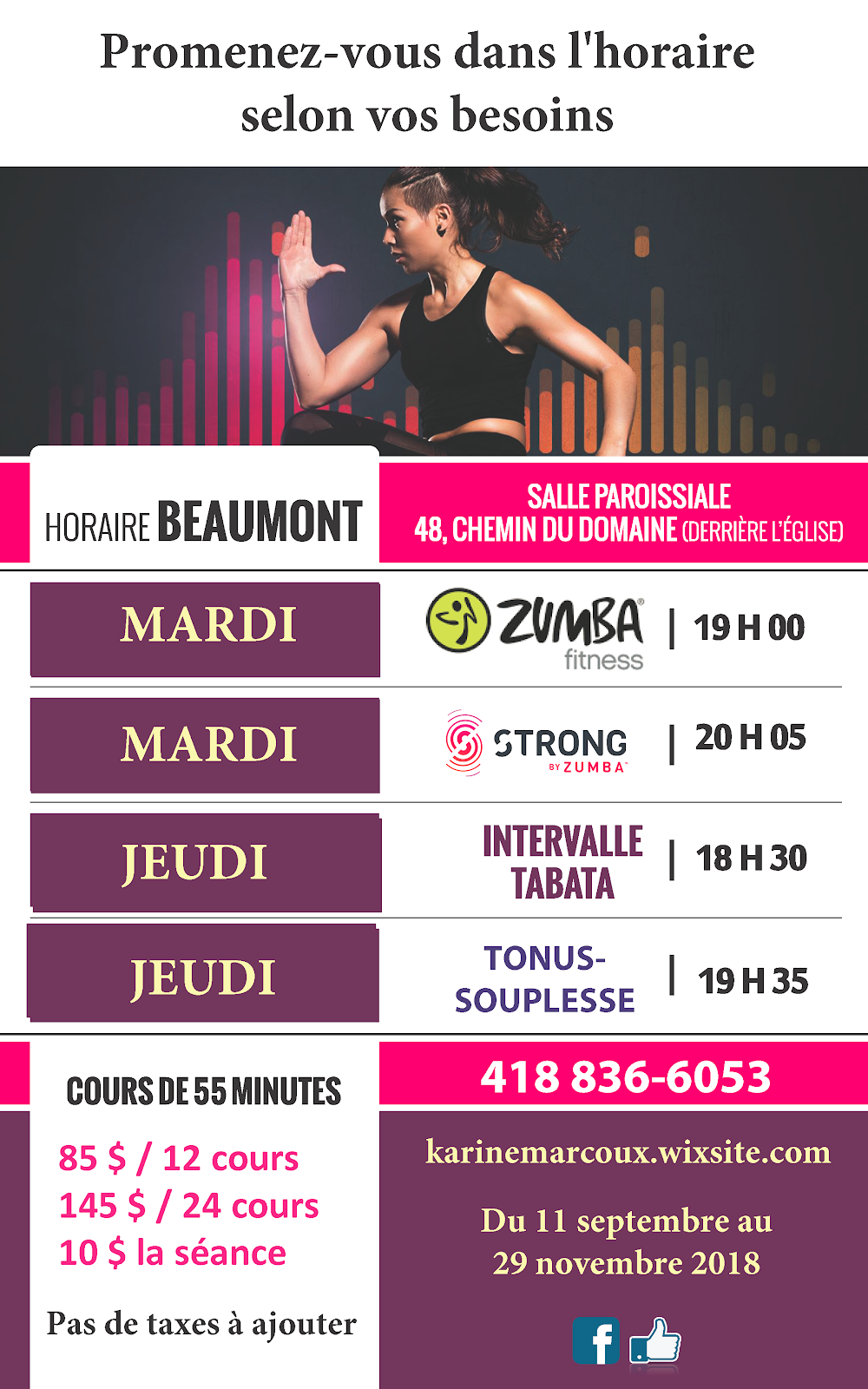 Karine Marcoux - Zumba Et Autres Cours De Groupe Sur Musique | 418 Rue Simonne-Monet-Chartrand, Lévis, QC G7A 3K3, Canada | Phone: (418) 928-3216