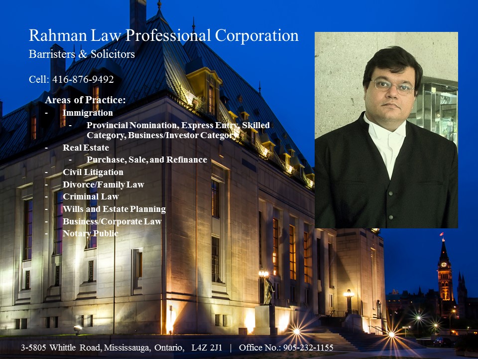 Law Office-Abdur Rahman Khurram | 5805 Whittle Rd #3, Mississauga, ON L4Z 2J1, Canada | Phone: (905) 232-1155