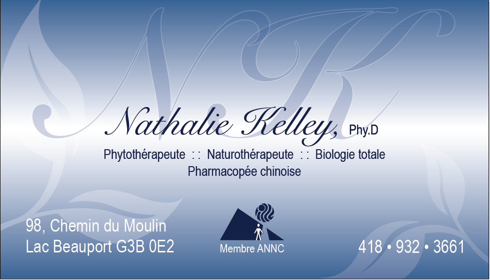 Nathalie Kelley Phytothérapeute Naturothérapeute | 98 Chem. du Moulin, Lac-Beauport, QC G3B 0E2, Canada | Phone: (418) 932-3661