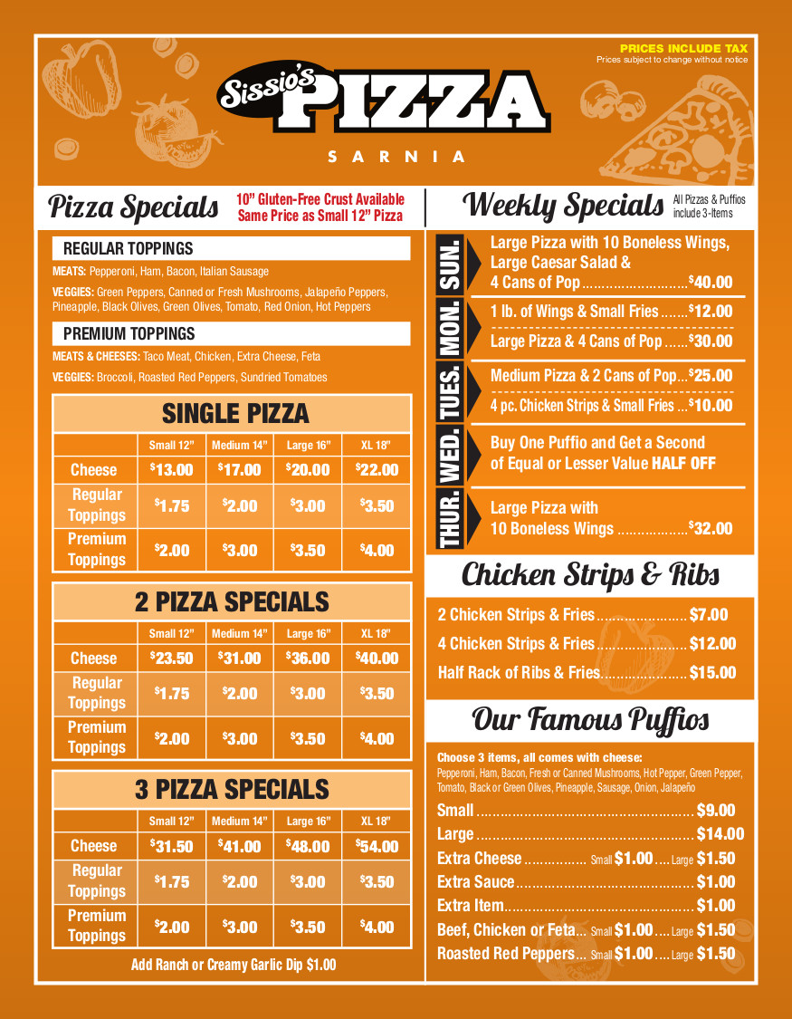 Sissios Pizza | 869 Exmouth St, Sarnia, ON N7T 5R3, Canada | Phone: (519) 337-3711