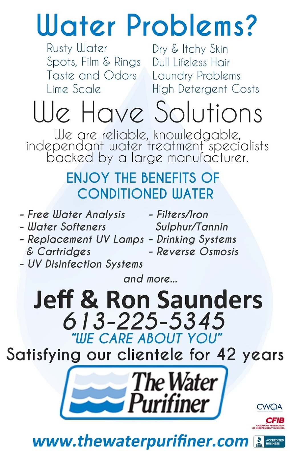 The Water Purifiner Inc. | 56 Rita Ave, Nepean, ON K2G 2G8, Canada | Phone: (613) 225-5345