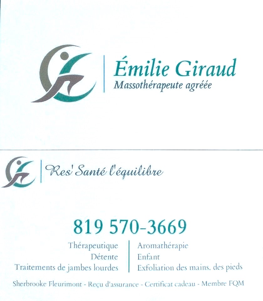 Émilie Giraud, massothérapeute agréée | 1085 Chemin Godin, Sherbrooke, QC J1N 1J6, Canada | Phone: (819) 570-3669