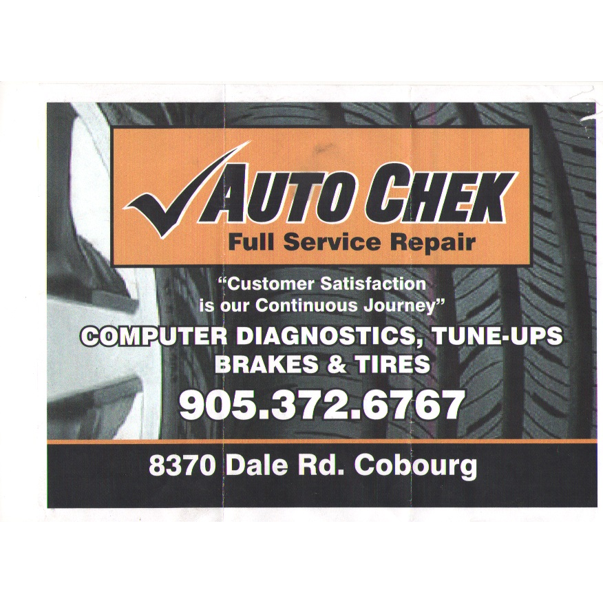 Auto-Chek | 8370 Dale Rd, Cobourg, ON K9A 4J7, Canada | Phone: (905) 372-6767