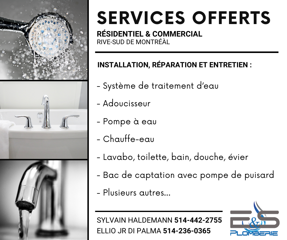 Plomberie E & S | 206 Rue Saint-Cyprien, Napierville, QC J0J 1L0, Canada | Phone: (514) 442-2755