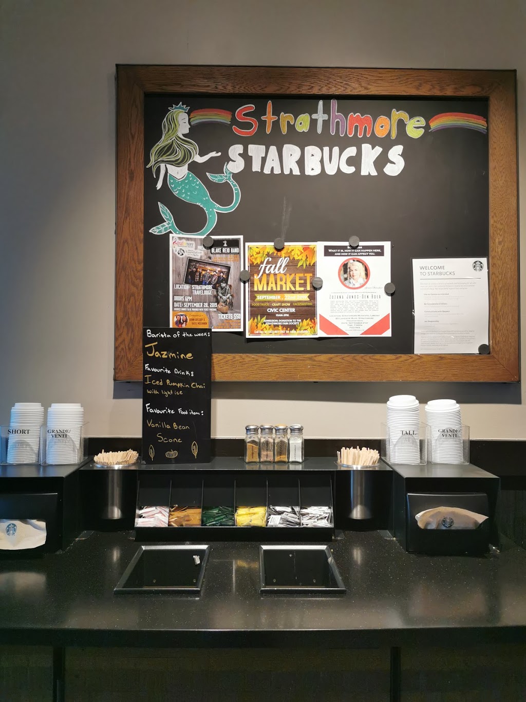 Starbucks | 500 Ranch Market, Strathmore, AB T1P 0A8, Canada | Phone: (403) 934-5571