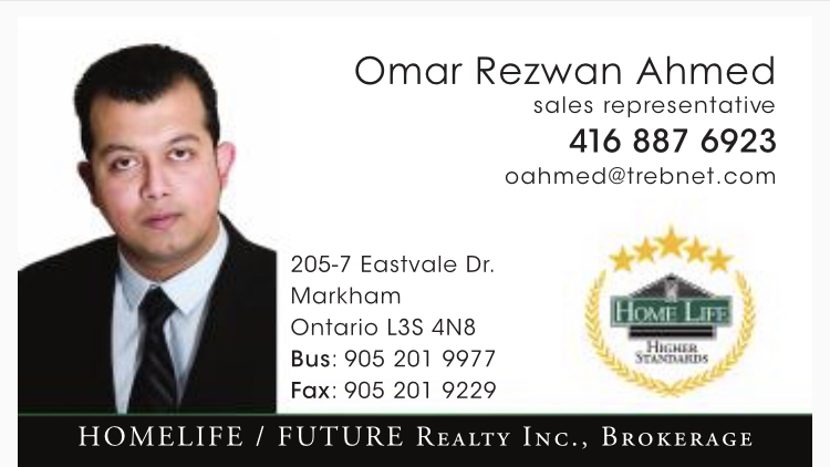 HomeLife/Future Realty: Omar Rezwan Ahmed | 7 Eastvale Dr unit 205, Markham, ON L3S 4N8, Canada | Phone: (416) 887-6923