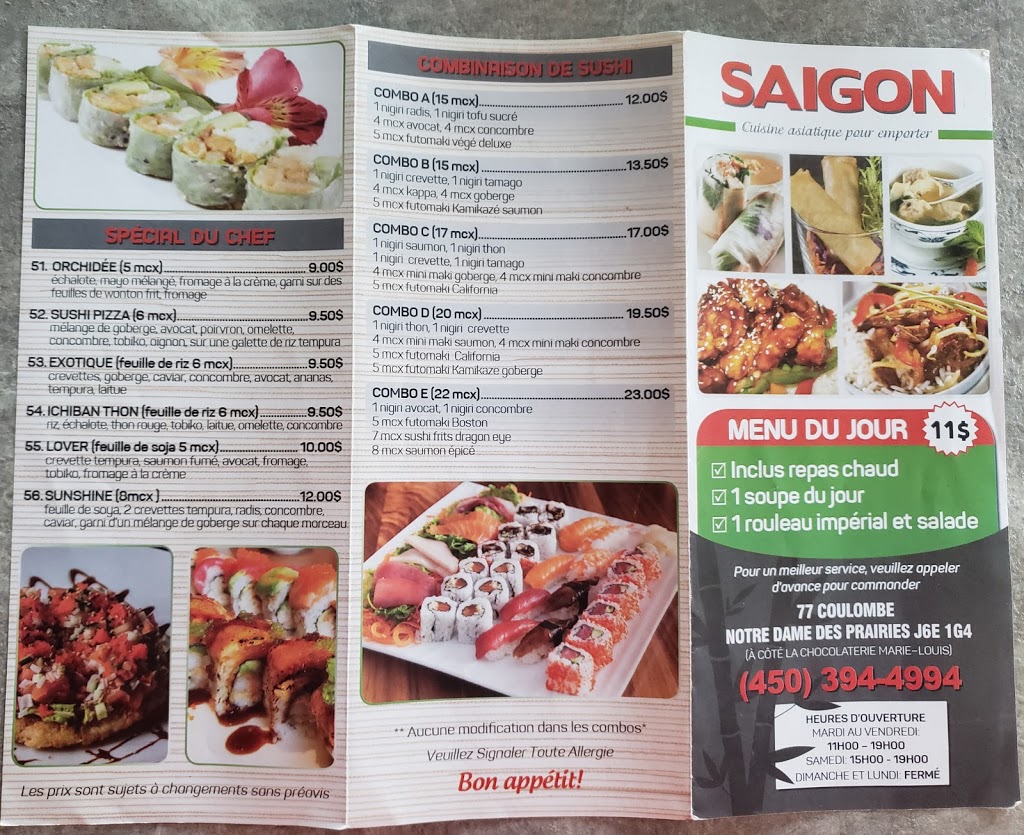 Saïgon | 77 Rue Coulombe, Notre-Dame-des-Prairies, QC J6E 1G4, Canada | Phone: (450) 394-4994