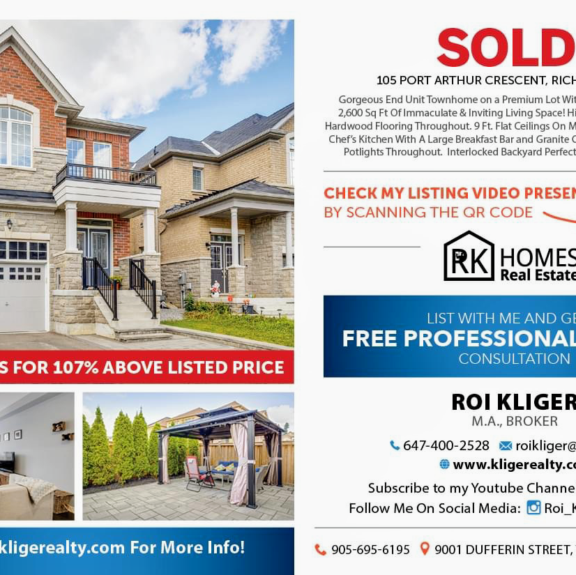 Roi Kliger | 9001 Dufferin St Unit 9, Thornhill, ON L4J 0H7, Canada | Phone: (647) 400-2528