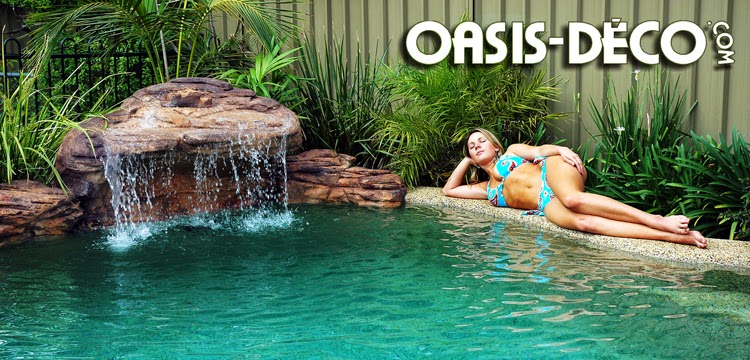 Oasis-Deco = Chute pour piscine / pool waterfall / Palmier palm  | 742 Boulevard Industriel #104, Blainville, QC J7C 3V4, Canada | Phone: (514) 248-0928