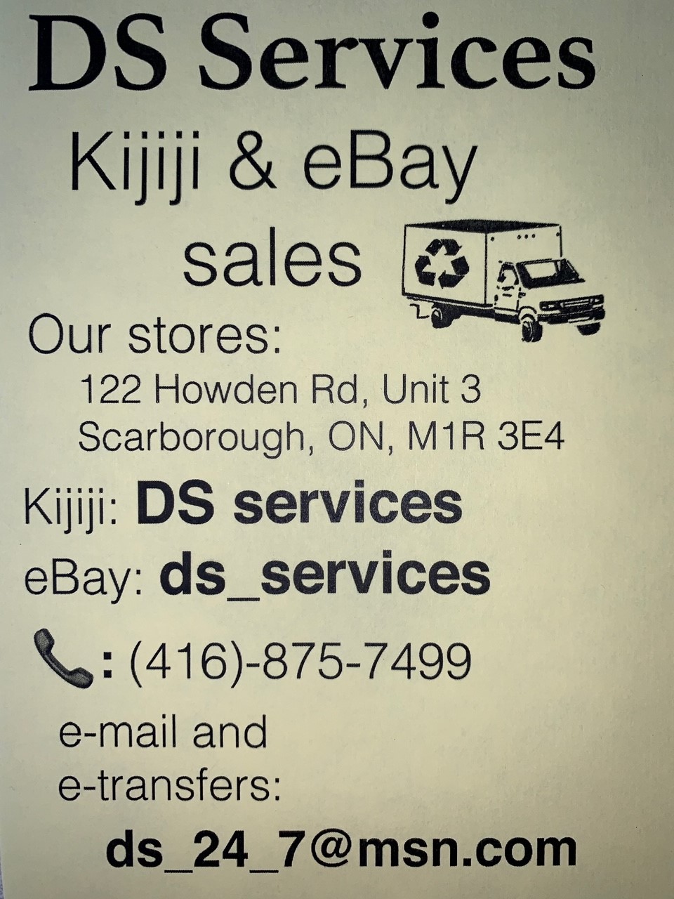 DS Services | Loading Dock, 122 Howden Rd Unit 3, Scarborough, ON M1R 3E4, Canada | Phone: (416) 875-7499