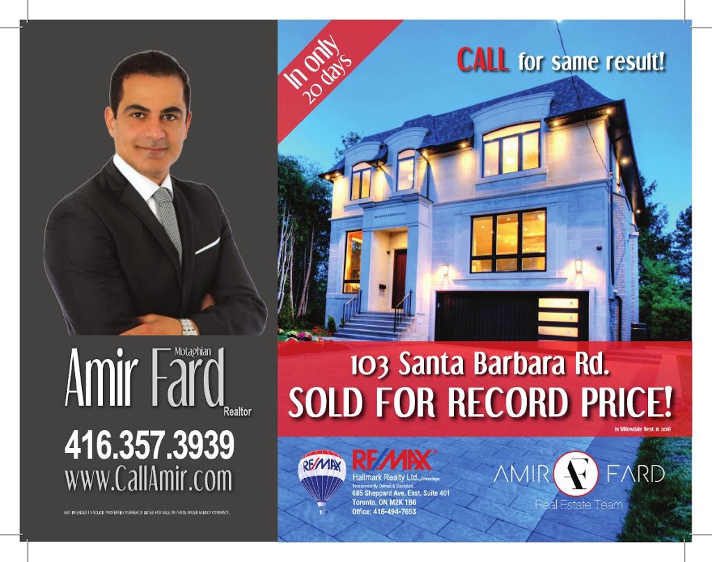 AMIR FARD real estate team | 685 Sheppard Ave E, North York, ON M2K 1B6, Canada | Phone: (416) 357-3939