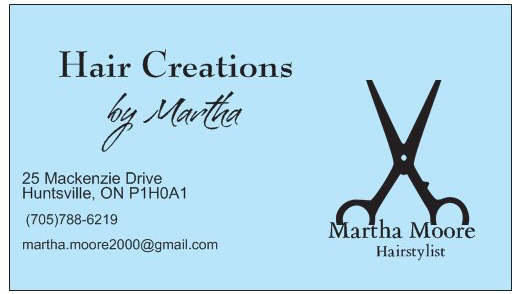 Hair Creations By Martha | 25 MacKenzie Dr, Huntsville, ON P1H 0A1, Canada | Phone: (705) 787-1969