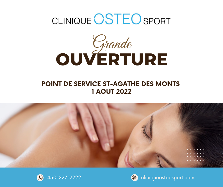 Clinique Ostéo Sport | 31 Rue Préfontaine E, Sainte-Agathe-des-Monts, QC J8C 2K9, Canada | Phone: (450) 227-2222