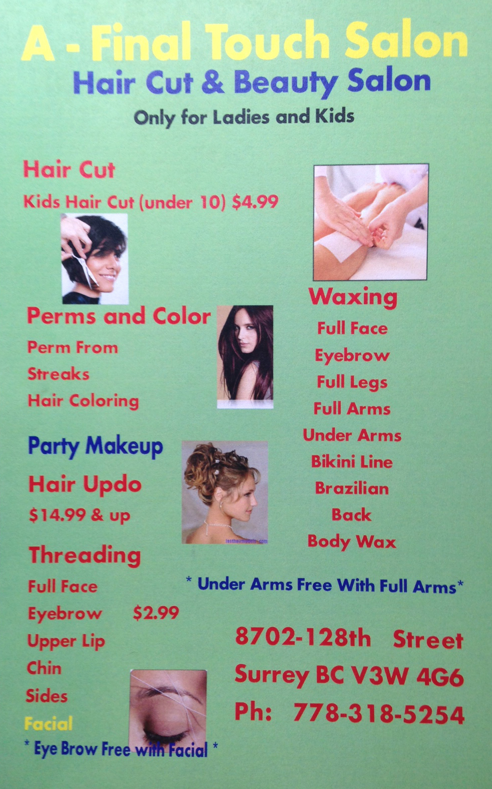 A Final Touch Beauty Salon | 8702 128 St, Surrey, BC V3W 4G6, Canada | Phone: (778) 318-5254