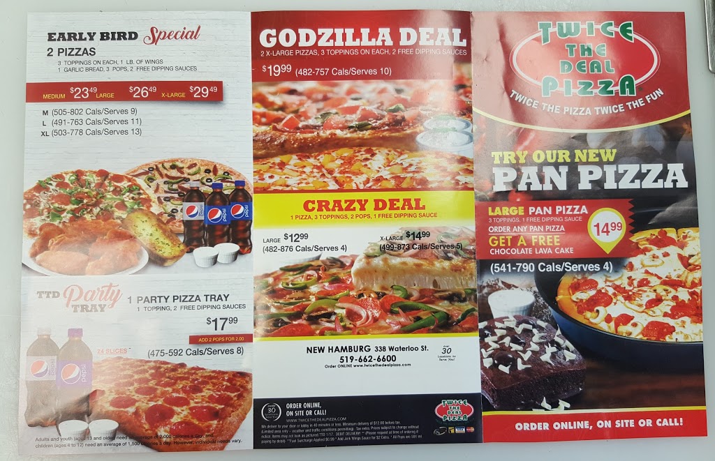 Twice The Deal Pizza | 338 Waterloo St, New Hamburg, ON N3A 1S6, Canada | Phone: (519) 662-6600