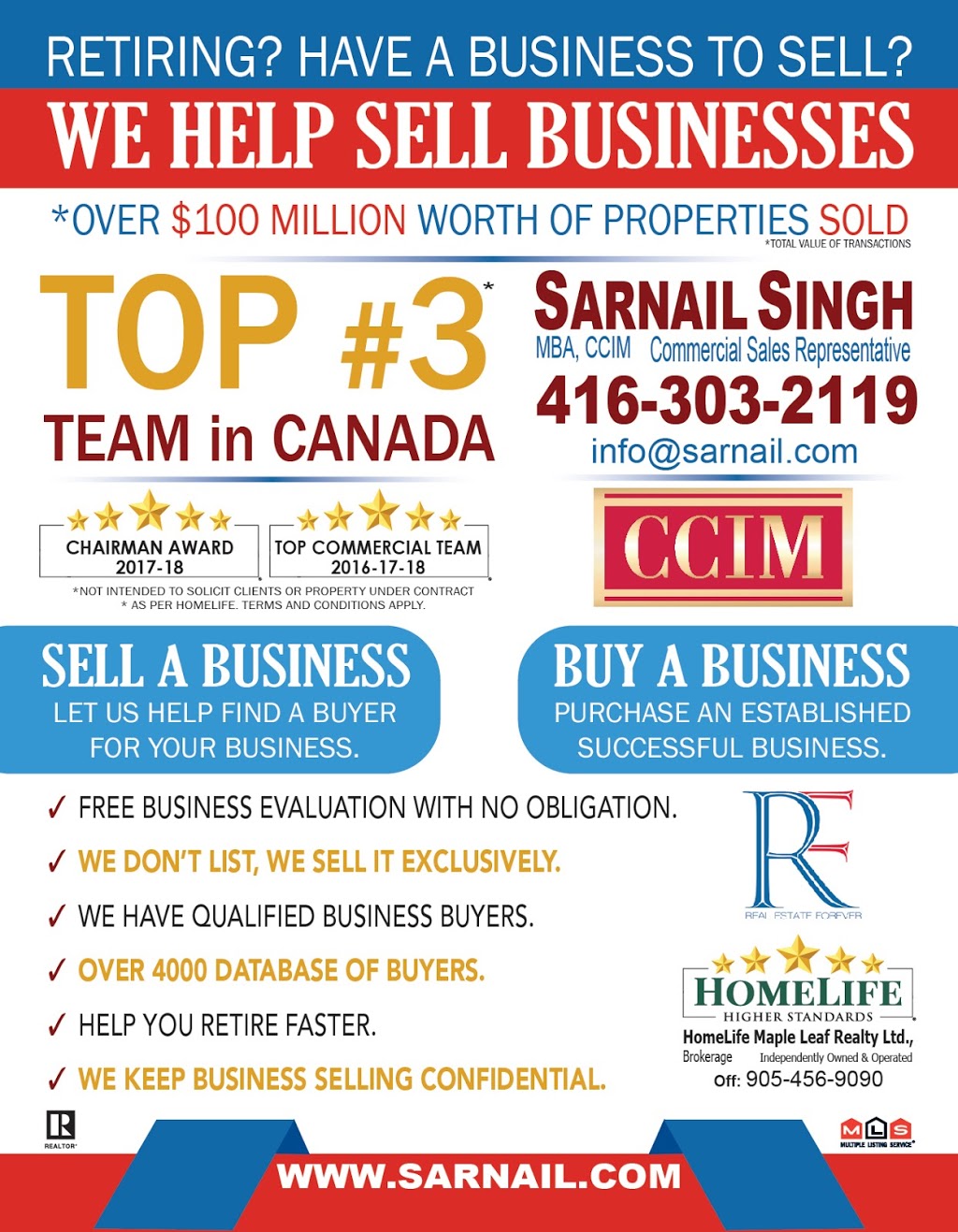 Sarnail Singh, MBA, CCIM | 80 Eastern Ave Unit #3, Brampton, ON L6W 1X9, Canada | Phone: (416) 303-2119